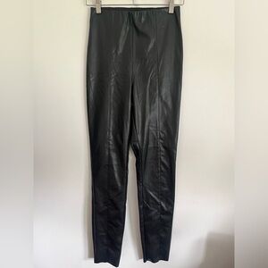 H&M Women Black Stretchy High Waist Fake Vegan Leather Pullover Pants US 4